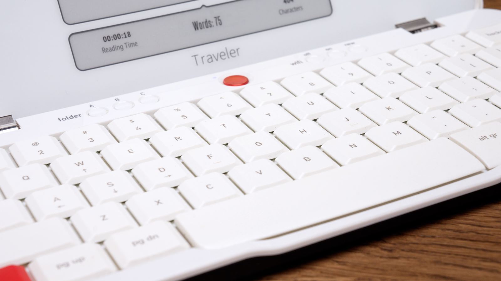 Close-up of Traveler keyboard