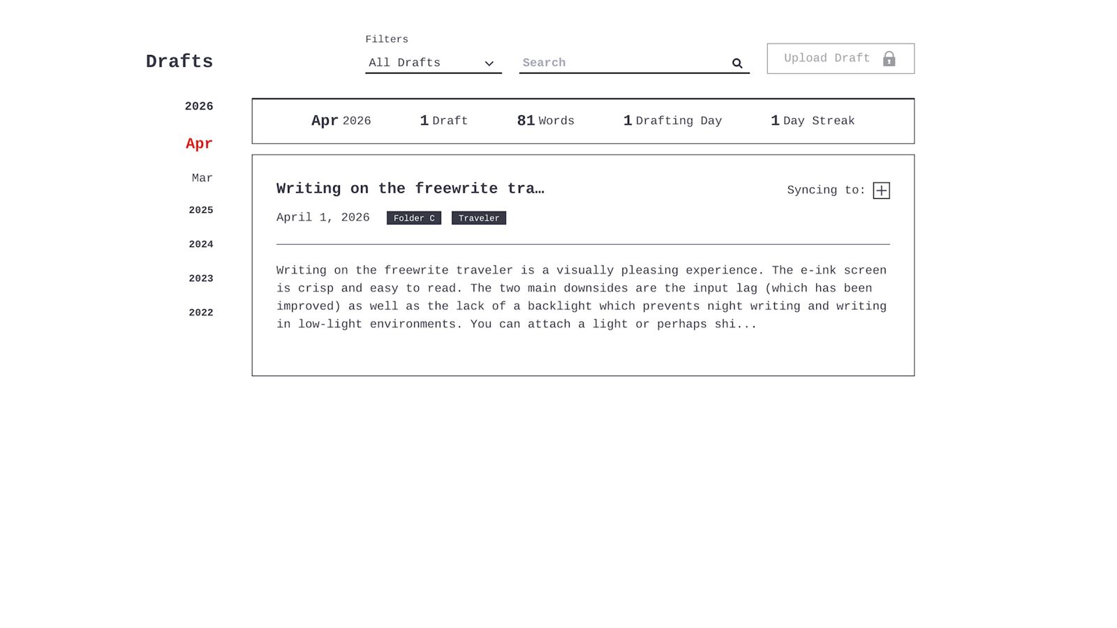 Freewrite Traveler workflow