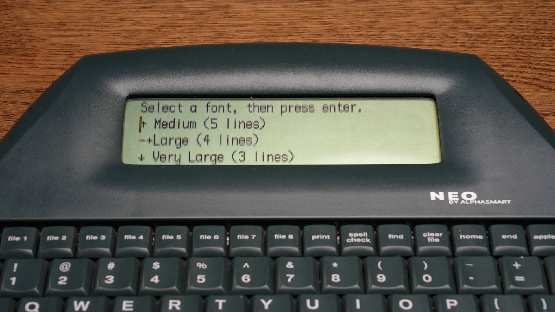 AlphaSmart Neo interface