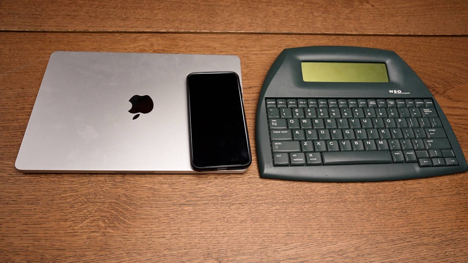 AlphaSmart in a backpack or bag