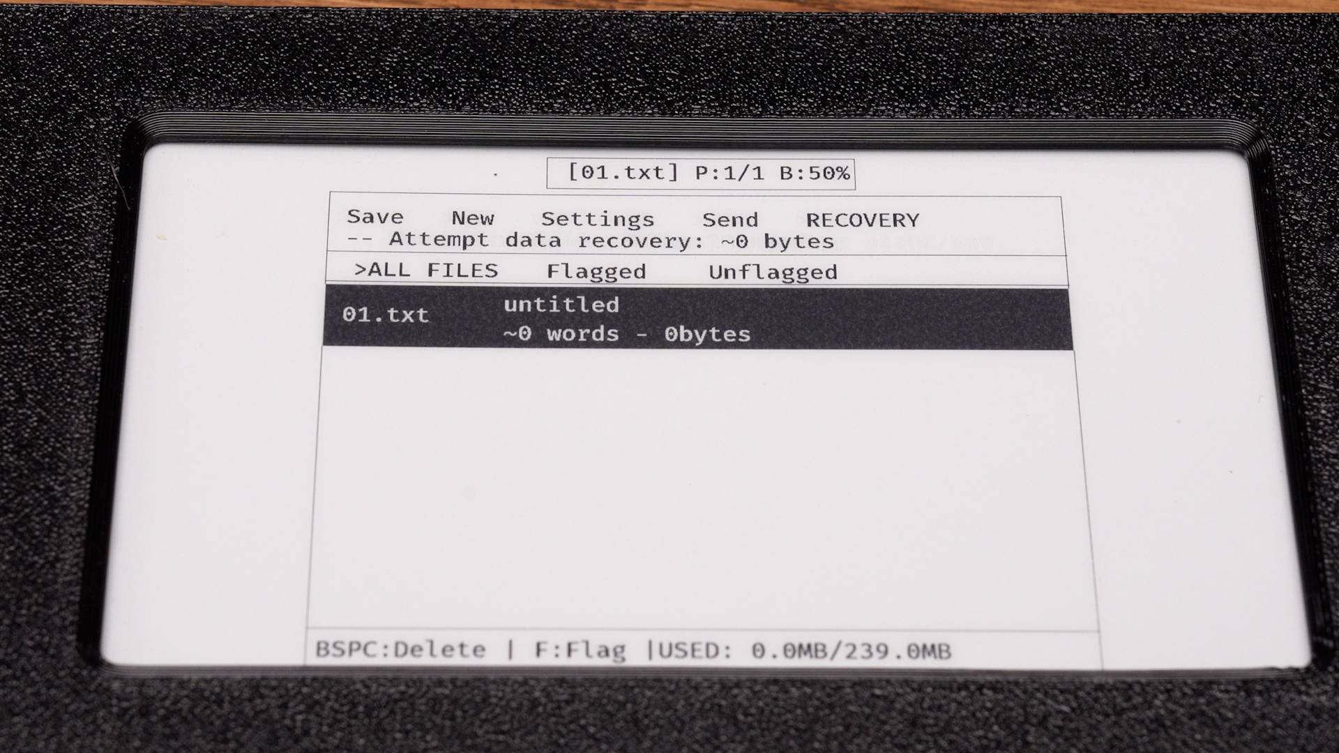Zerowriter Ink interface