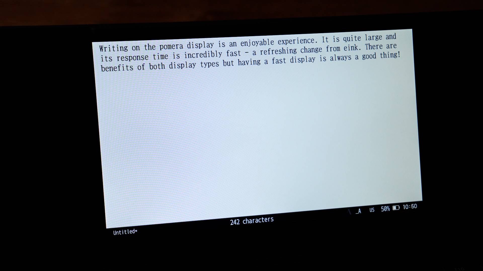 Pomera display close-up