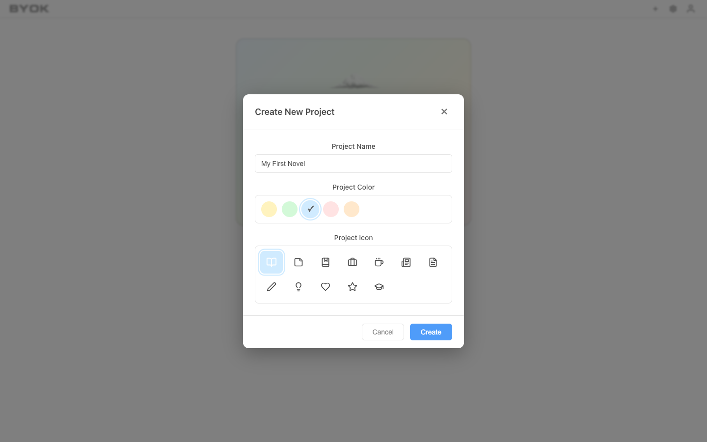 The Create New Project dialog