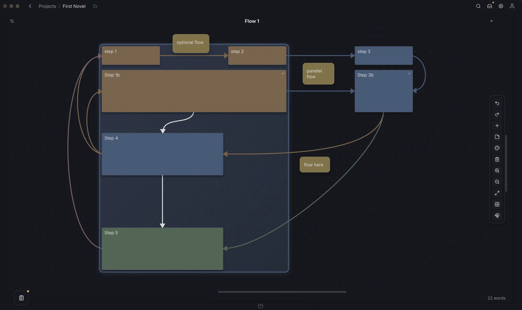 The new grid: freely sized tiles, a group and connections on an open sheet