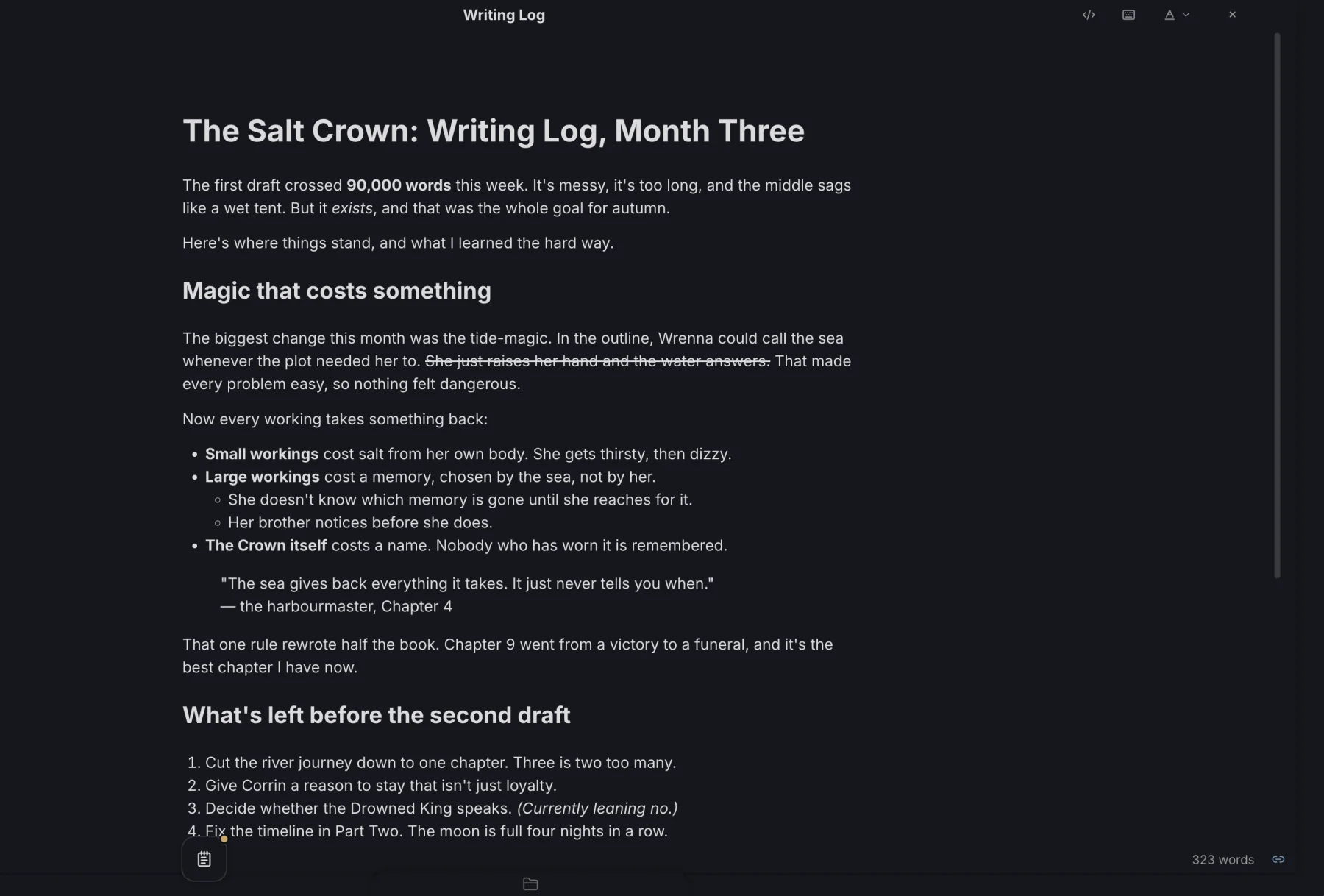 A Markdown file shown formatted in Studio