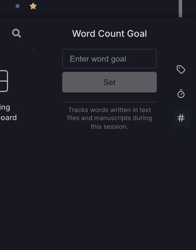 The word count goal with a box to enter a goal