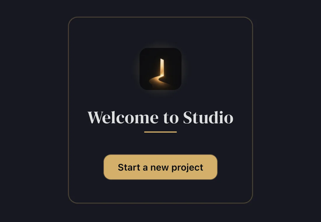 The welcome box shown before you have any projects, with a Start a new project button
