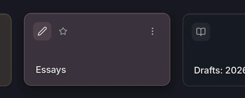 A project tile on hover, showing the icon, the star and the three-dot menu