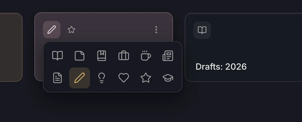 The icon picker open below a project's icon