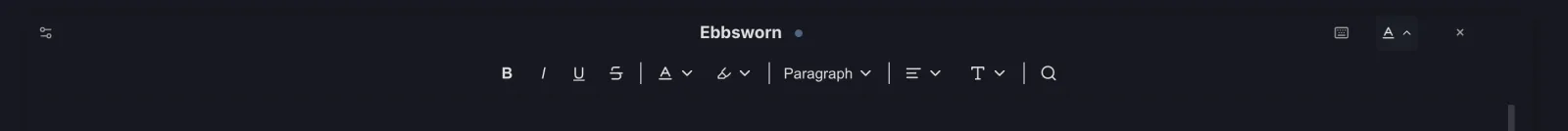 The formatting toolbar: bold, italic, underline, strikethrough, text color, highlight, paragraph style, alignment, typography and find
